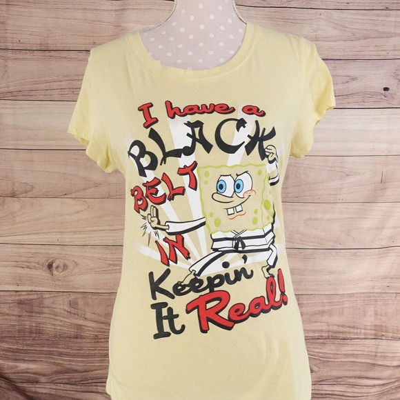 NICKELODEON SPONGEBOB SQUARE PANTS I HAVE A BLACK BELT T-SHIRT XL - Picture 4 of 6